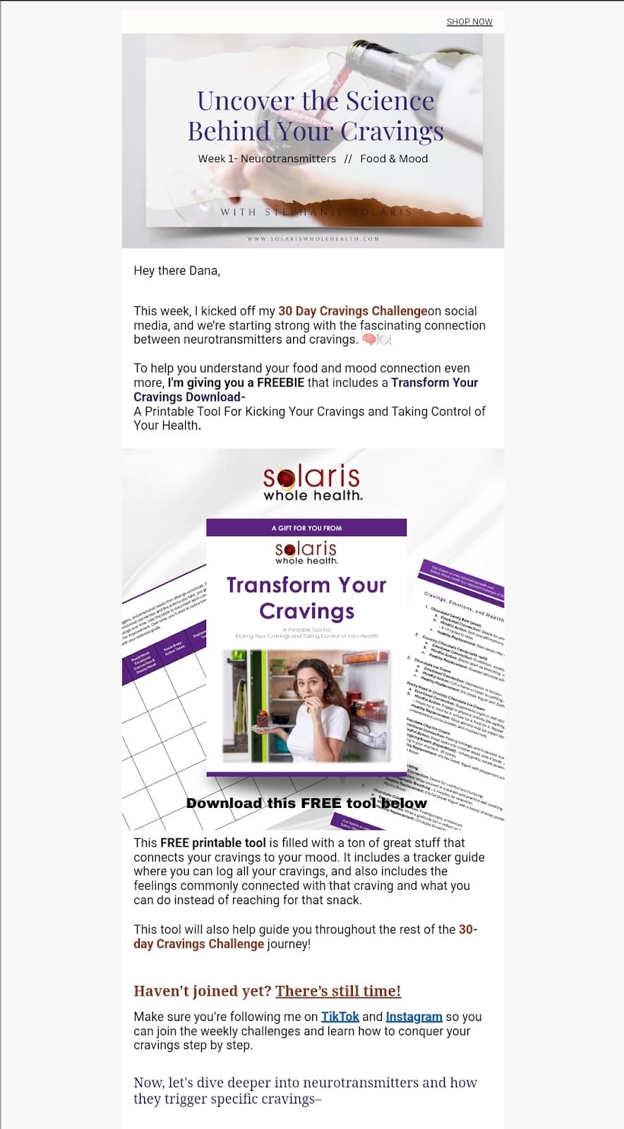 Transform Your Cravings downloadable tool