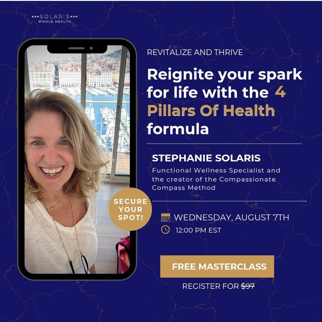 Stephanie Solaris promoting free masterclass on 4 Pillars of Health
