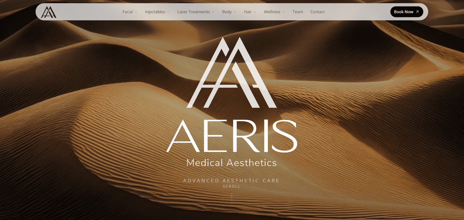 Aeris Medical Aesthetics website screenshot