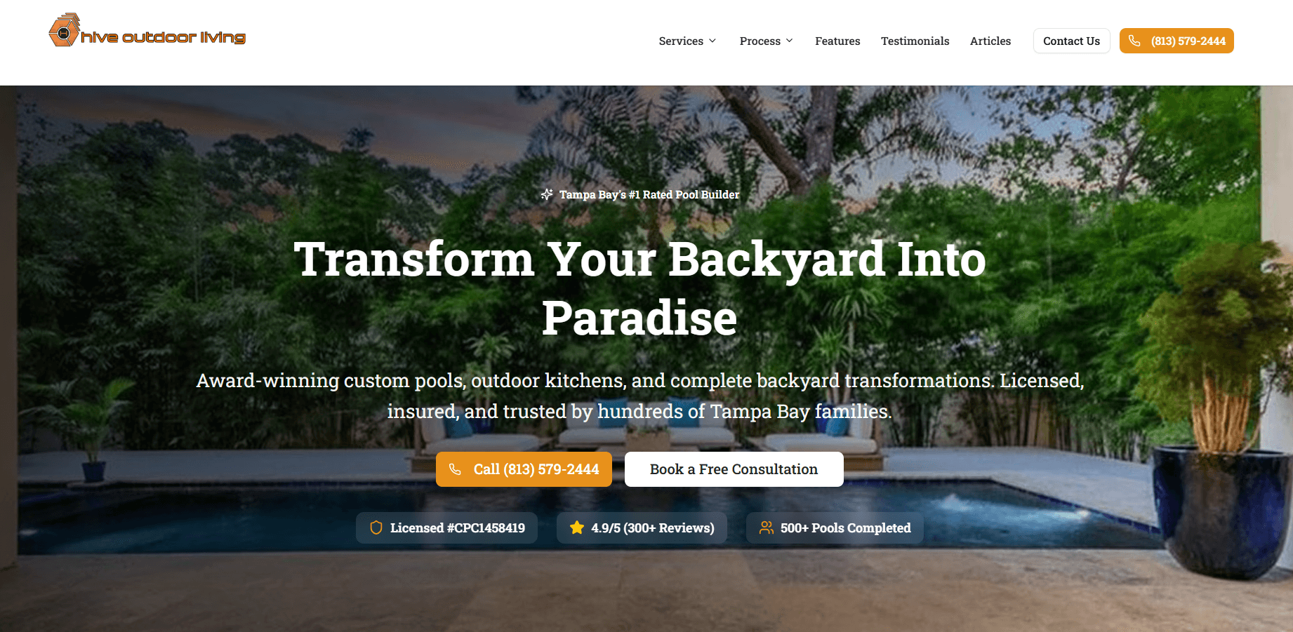 Hive Outdoor Living website screenshot