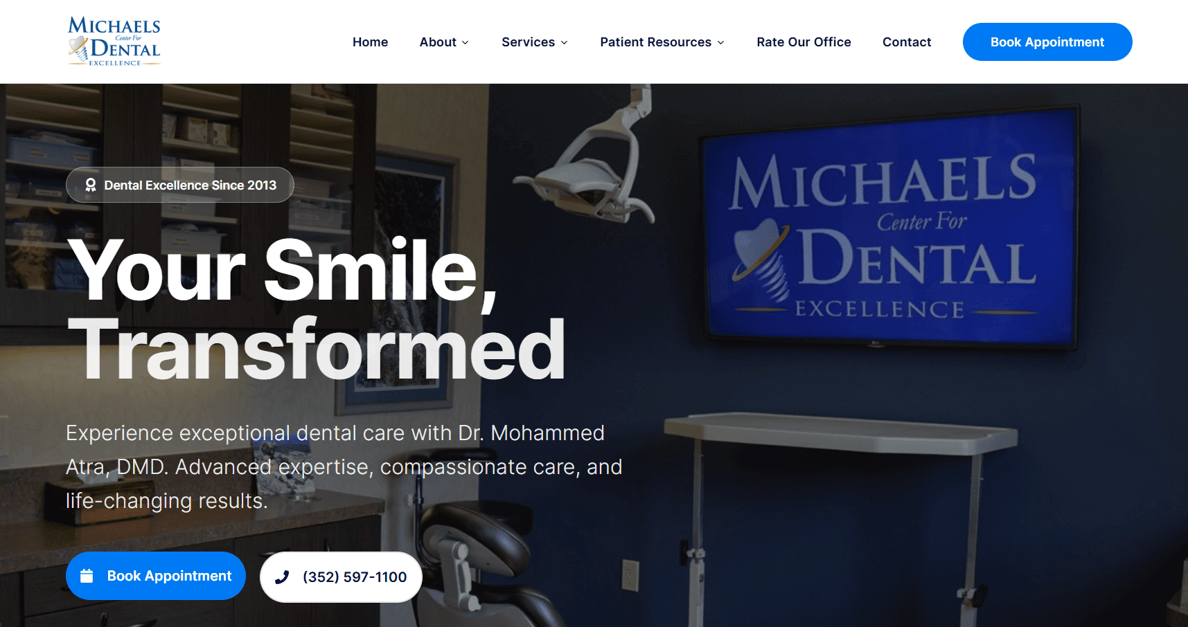Michael's Center for Dental Excellence website screenshot