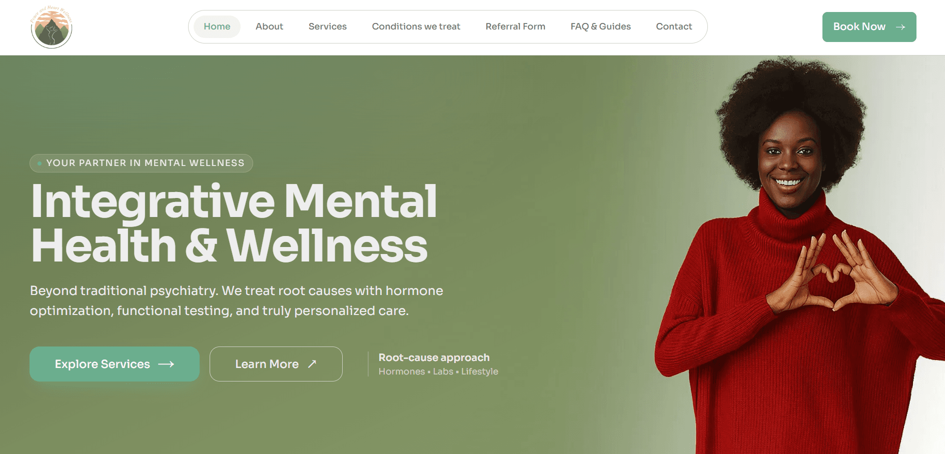 Peace and Heart Wellness website screenshot