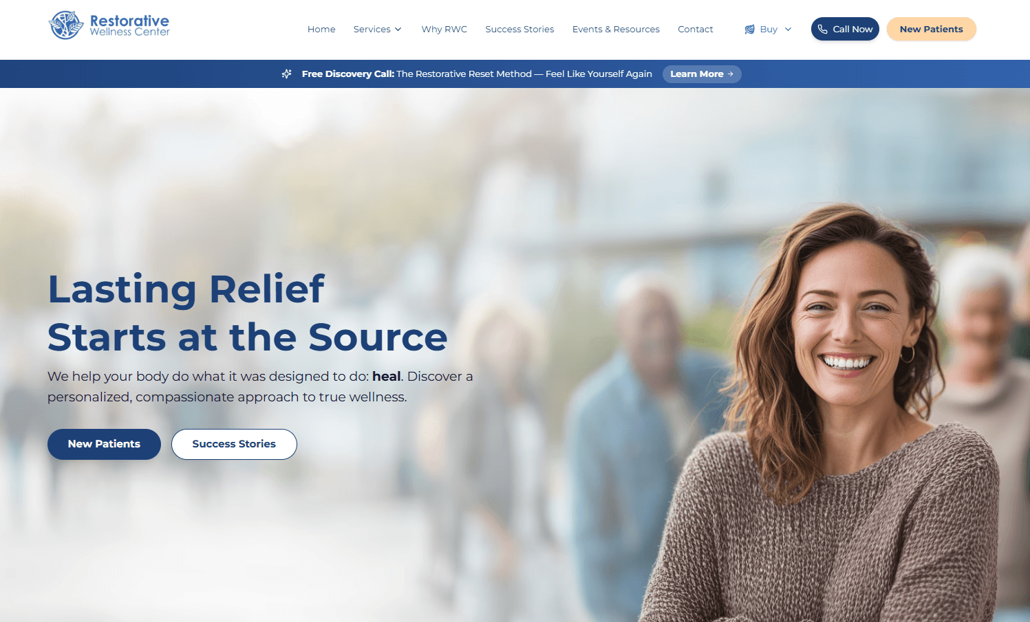 Restorative Wellness Center website screenshot