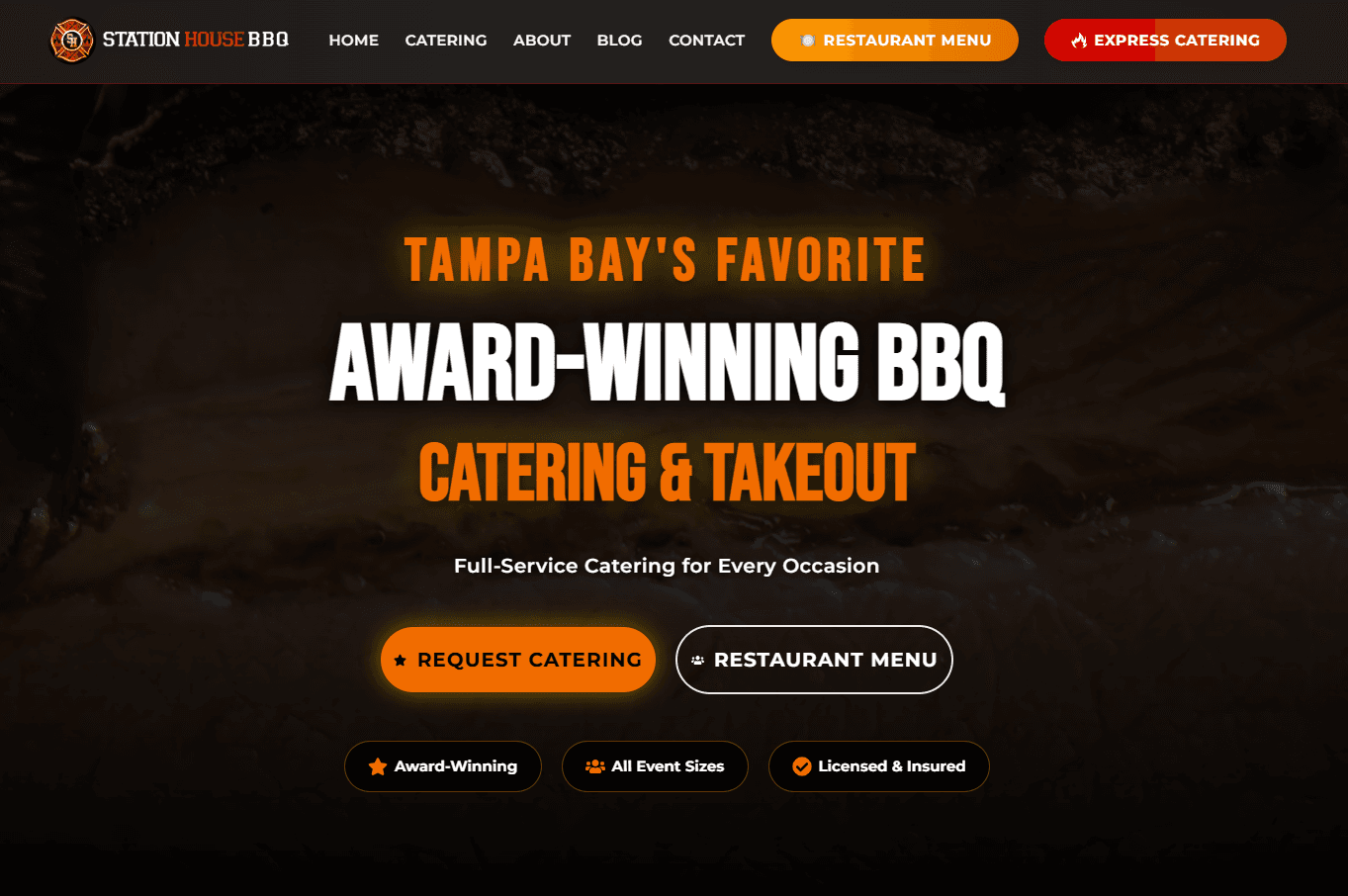 Station House BBQ website screenshot