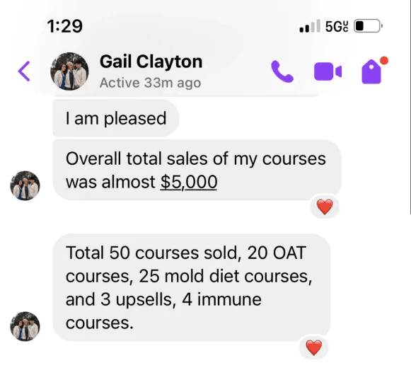Course sales messaging conversation